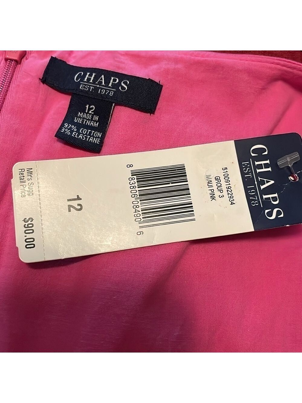 Chaps Ladies sleeveless A Line Dress Size 12 Maui Hot Pink NWT - Picture 6 of 6